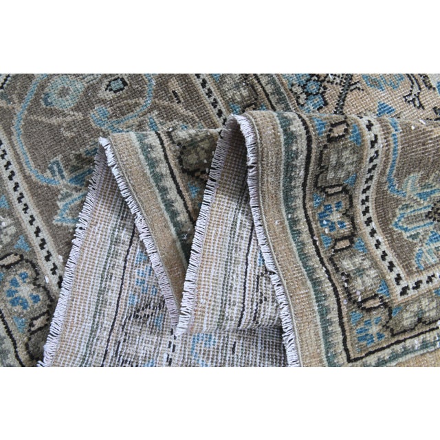 1970s Vintage Persian Handmade Wool Cotton Light Brown Area Rug For Sale - Image 11 of 11