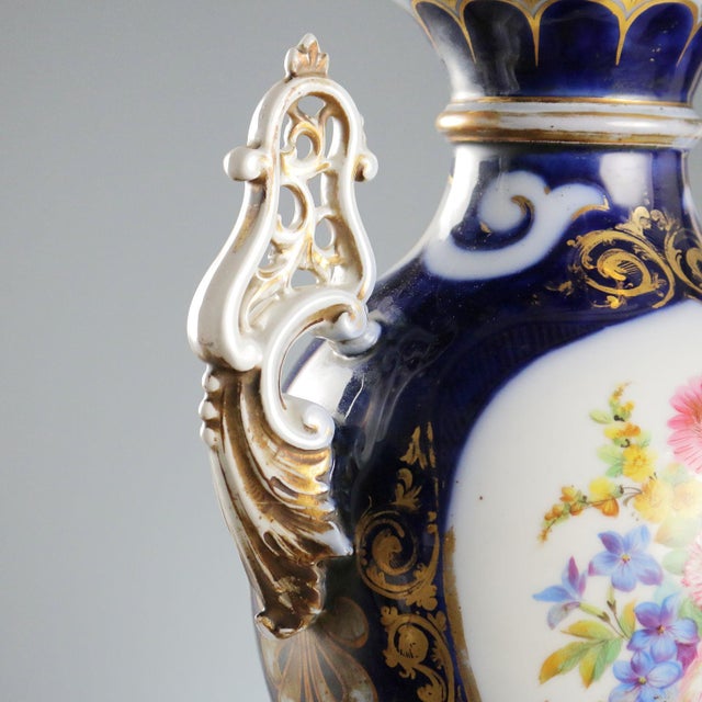 Cobalt Blue Porcelain Vases, Set of 2 For Sale - Image 5 of 11