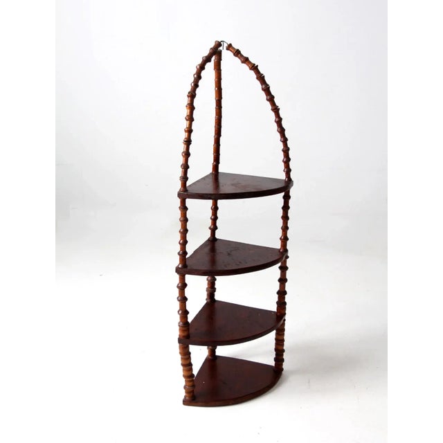 Antique Folk Art Spool Corner Shelf For Sale - Image 9 of 12