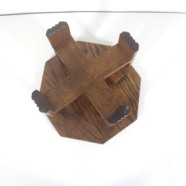 Vintage Oak Plant Stand Wood Stool Octagonal For Sale - Image 4 of 14