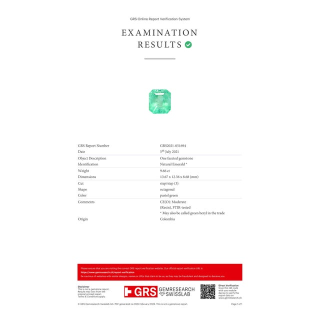 18k Heavy Yellow Gold Ring With 9.66 Carat GRS Certified Emerald and Diamonds, Size 7.75 For Sale - Image 9 of 9