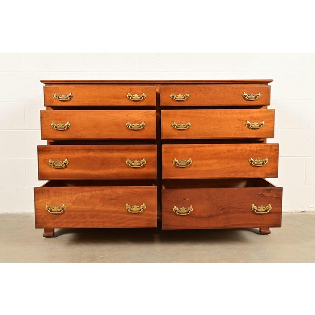 1950s L. & J. G. Stickley Georgian Solid Cherry Wood Eight-Drawer Double Dresser, Circa 1950s For Sale - Image 5 of 16
