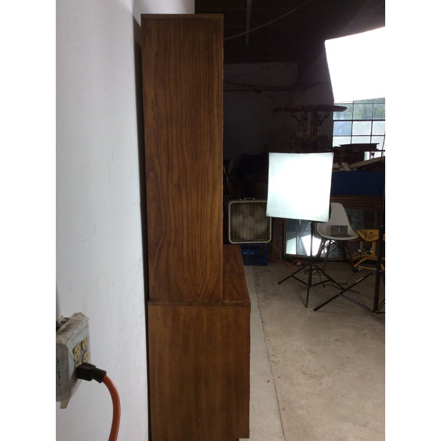 1970s Mid Century Campaign Style Writing Desk With Shelving Unit For Sale - Image 5 of 18