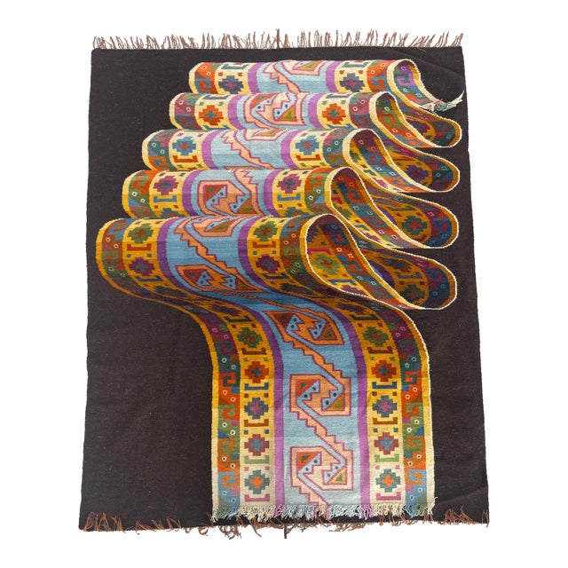 1970s Eddie Sulca Peruvian Woven Abstract Tapestry For Sale