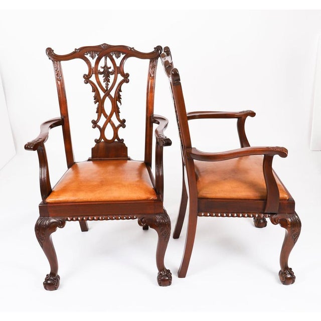 Antique Chippendale Mahogany Dining Chairs 1900s, Set of 12 For Sale - Image 3 of 18