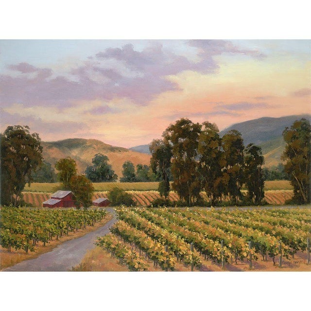 Sheryl Knight California Vineyard oil painting. This Sheryl Knight painting comes framed as shown. Dimensions 21"H X 30"W...