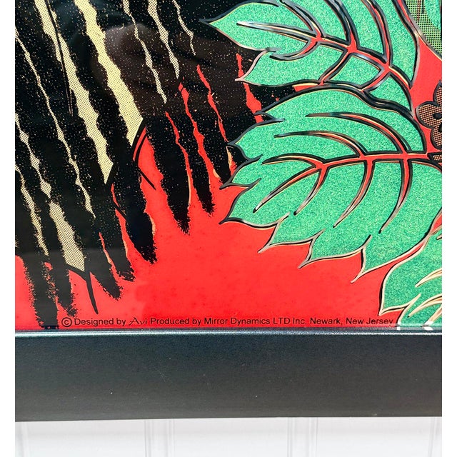 Vintage 53" Ethnic Women & Jaguar Painted Mirrored Wall Art For Sale - Image 10 of 10