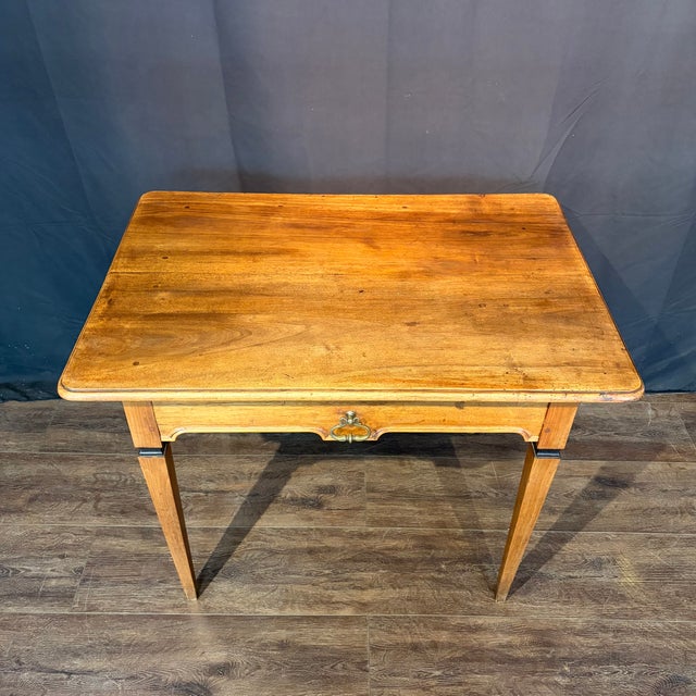 Neoclassical Antique French Neoclassical Fruitwood Side Table or Desk With Drawer For Sale - Image 3 of 12