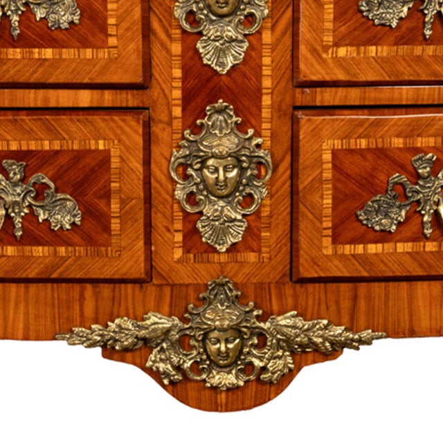 Antique French Louis XV Ormolu Inlaid Kingwood Marble Commode Chest For Sale - Image 15 of 16