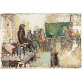 Dimitri Godicky Cwirko, Model in Studio, Original Oil on Canvas, 1968 For Sale