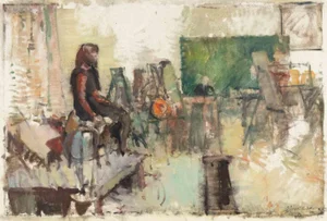 Dimitri Godicky Cwirko, Model in Studio, Original Oil on Canvas, 1968