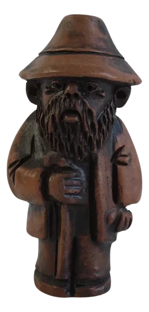 Signed Wooden Folk Art Figurine by S. Wodynski, 1970s