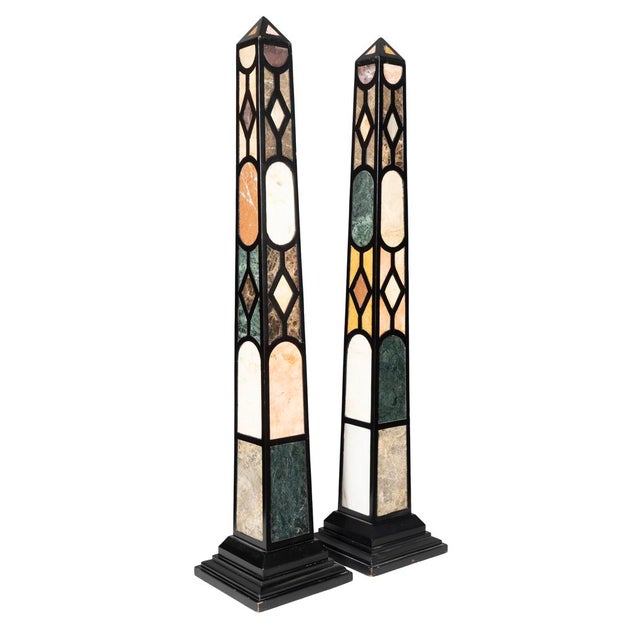 Black Pair of Ebonized and Marble Obelisks For Sale - Image 8 of 8