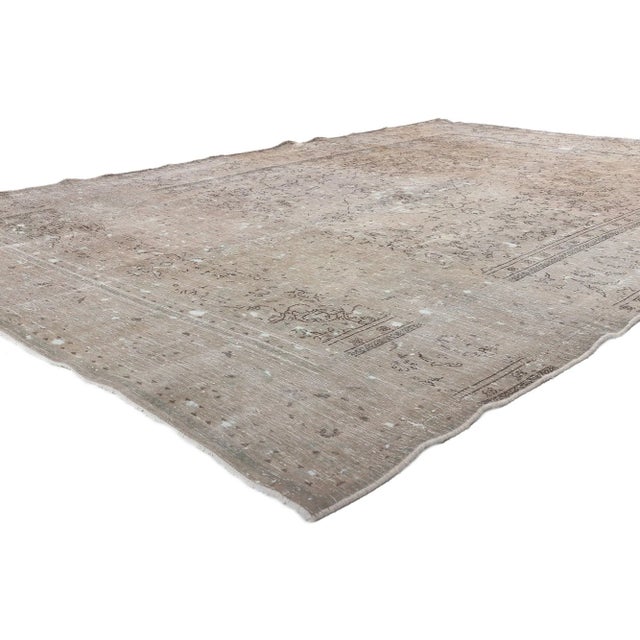 78588 Distressed Vintage Persian Tabriz Rug, 06'04 x 09'07. Weathered charm meets rustic sensibility in this distressed...