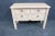 South Western style commode , made of pine with white stained finish , chipped carved designs , 2 small drawers over 1...