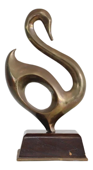 Vintage Abstract Brass Swan Sculpture