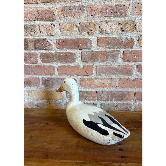 Vintage Hand-Carved White Pekin Duck Wooden Decoy For Sale - Image 14 of 15