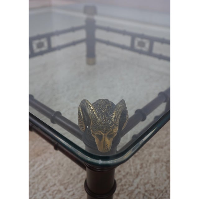 Brown Maitland Smith Glass Top Rams Head Coffee Table For Sale - Image 8 of 10