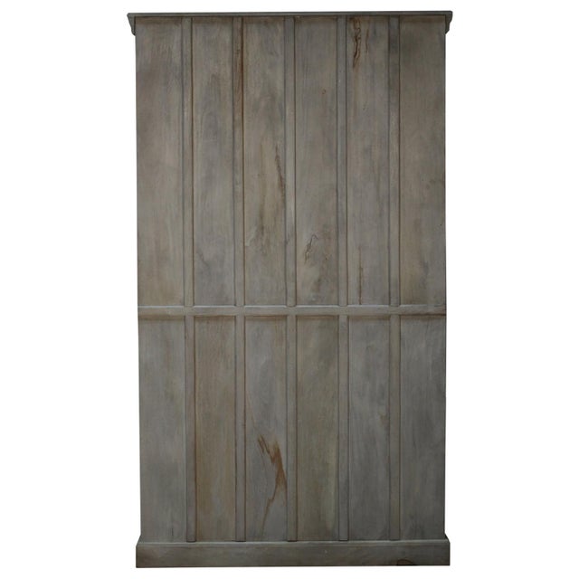 Wood Eclectic Hand Carved Farmhouse Style Armoire With Glass Panel Doors | 82 Inch and 2 Door Tall Armoire | Unique Display Cabinet For Sale - Image 7 of 8