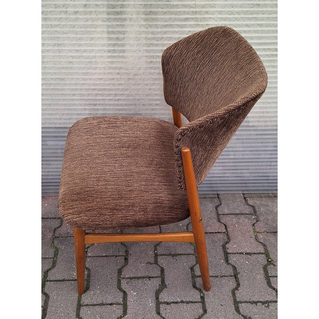 Brown Mid-Century Dining Chairs with Beechwood Frame and Brown Fabric Upholstery, 1960s, Set of 4 For Sale - Image 8 of 10