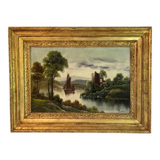 Early 20th Cen. Continental Landscape Painting in Period Frame For Sale