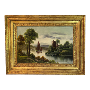 Early 20th Cen. Continental Landscape Painting in Period Frame