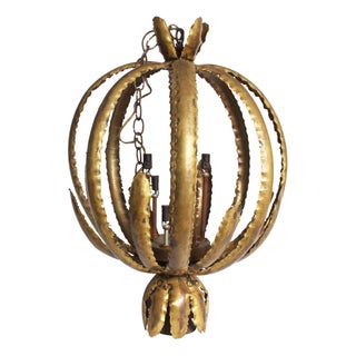 Brutalist Brass Pendant Light by T.A. Greene For Sale