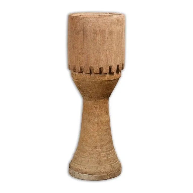 Antique Thai Freestanding Ceremonial Carved Wooden Drum with Natural Patina For Sale - Image 12 of 13