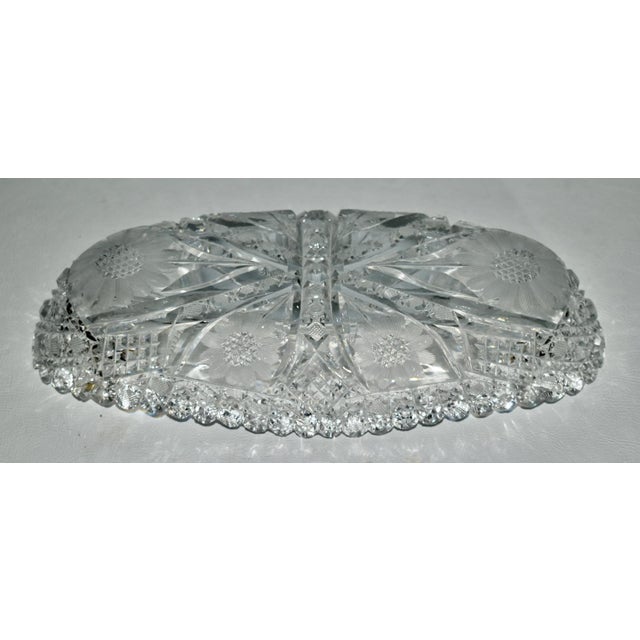 Antique American Brilliant Cut Crystal Oval Dish W/Floral Details For Sale - Image 11 of 12
