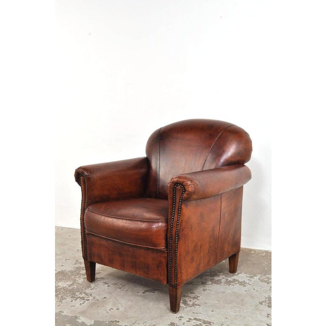 Vintage Armchair in Leather, 1950s For Sale - Image 3 of 13