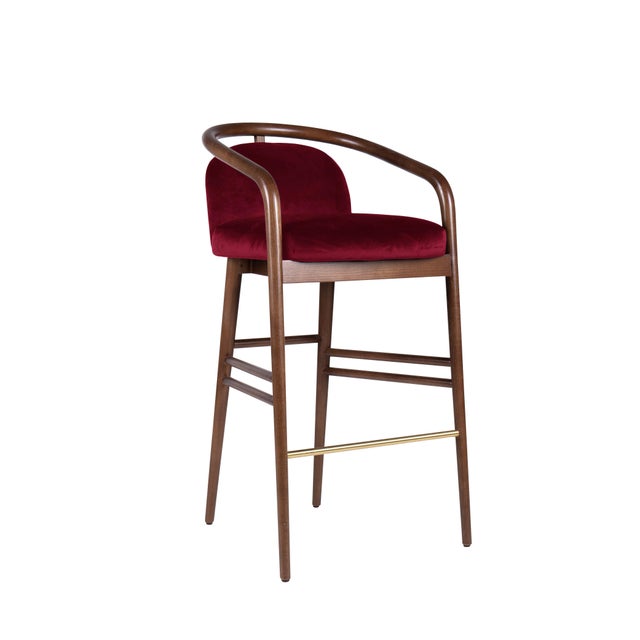 Modern Essex Red Velvet Bar Stool Chairish