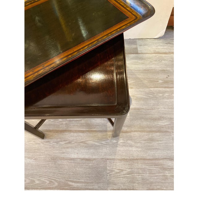 Brown Antique 19 Century English Papier-mâché Tray Table For Sale - Image 8 of 10