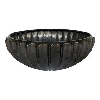 Global Views Modern Graphite Glaze Sawtooth Bowl For Sale