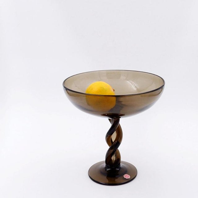 Mid-Century Twisted Smoked Glass Bowl, Italy, Murano, 1960s For Sale - Image 15 of 15