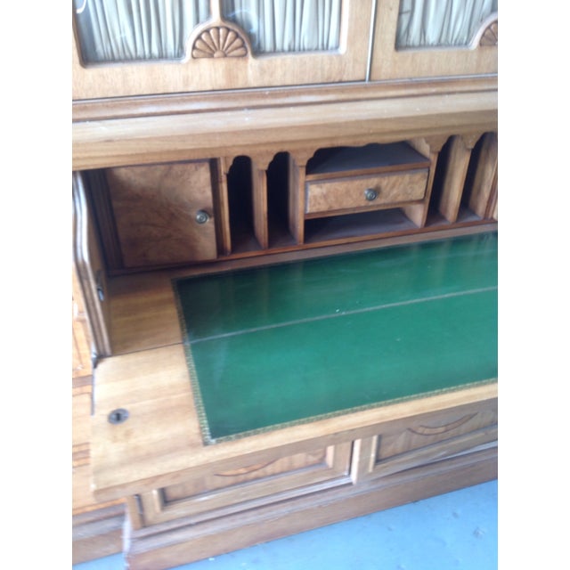 Wood Mid 18th Century Cabinet With Curved Glass Doors and Drop Down Butler's Desk For Sale - Image 7 of 12