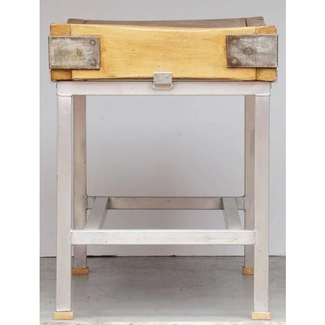 Brown Large Butcher's Chopping Block Table on Stand From England For Sale - Image 8 of 13