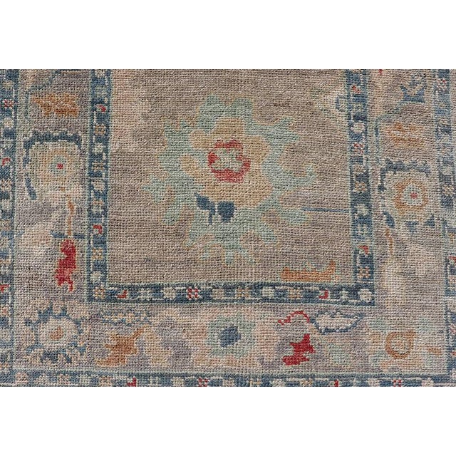 Modern Floral Oushak Runner in Multi Colors by Keivan Woven Arts 3'0 X 9'6 For Sale - Image 9 of 11