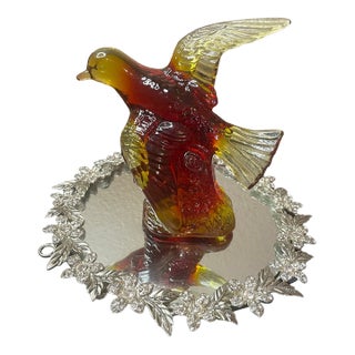 VTG Mosser Amberina Glass 7” Bird in Flight Figurine For Sale
