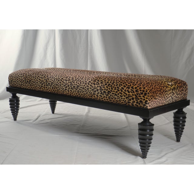 Marbello Design Leopard Bench With Spindle Legs For Sale - Image 4 of 6
