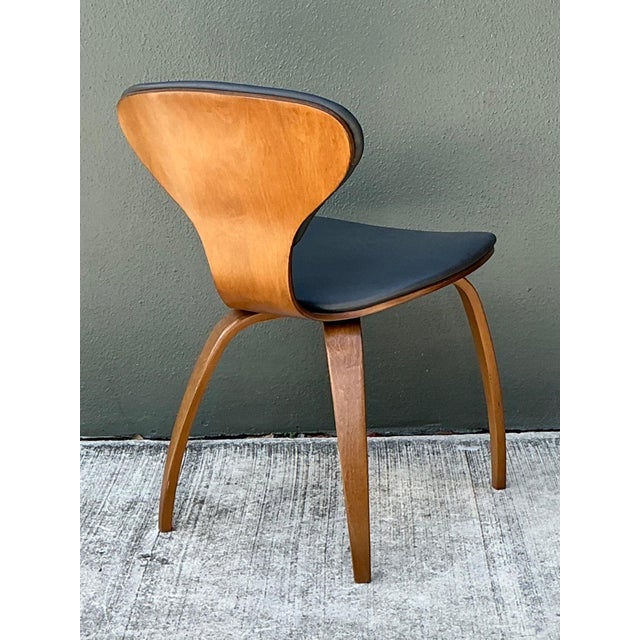 Brown Vintage Wood and Leather Cherner Dining Chair For Sale - Image 8 of 18
