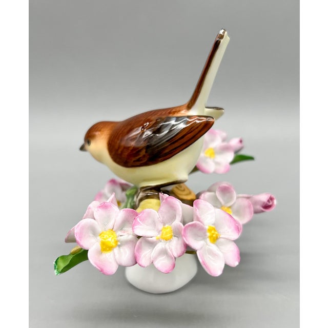 Herend Vintage Herend Hungary Hand-Painted Songbird With Pink Blossoms – Porcelain Figurine - Cottagecore • Traditional • European Classic For Sale - Image 4 of 15