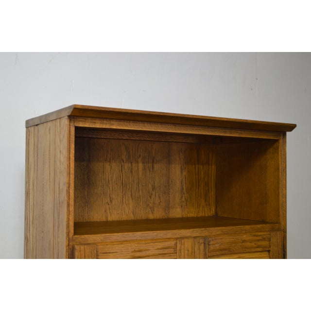 Brandt Ranch Oak Tall Narrow Bookcase Cabinet W Drawer Doors