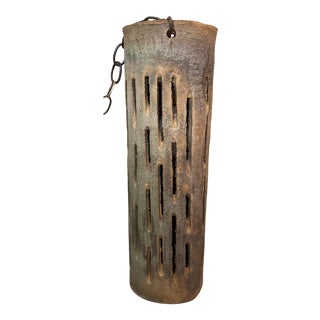 Mid-Century Modern Tall Brutalist Style Studio Pottery Hanging Pendant Lamp For Sale