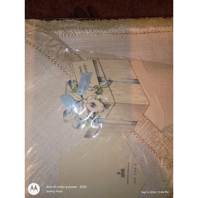 Mid-Century Modern Prestine Vintage Table Linen in Original Box For Sale - Image 3 of 7