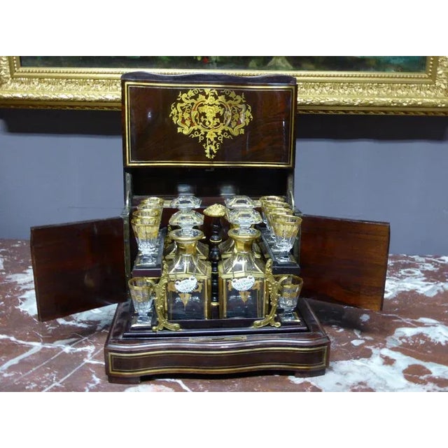 Antique Napoleon III Marquetry Cellar Liquor Set For Sale - Image 11 of 13