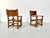 Vintage French Brutalist Castle Armchairs in Oak and Cognac Leather, 1920s, Set of 2 For Sale - Image 12 of 13