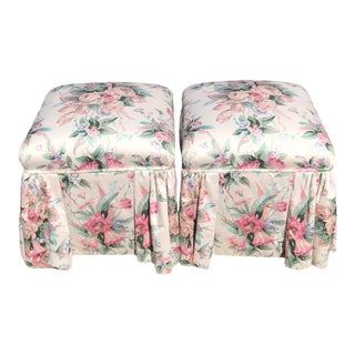 Century Furniture Floral Footstools - a Pair For Sale