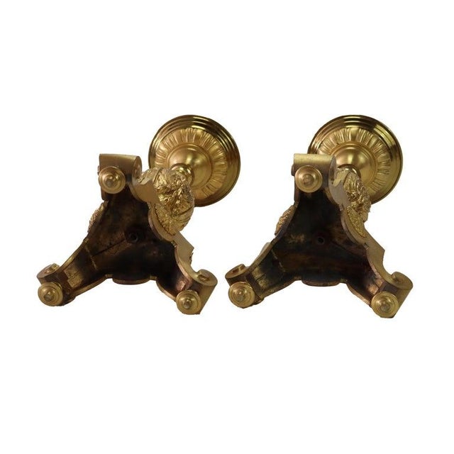 Brass Pair of Antique French Brass & Fire Gilt Bronze Figural Candlesticks C1890 For Sale - Image 8 of 8
