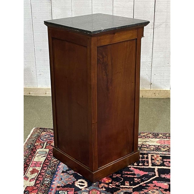 19th Century Empire Bedside Table in Cherry Wood and Black Marble For Sale - Image 11 of 16