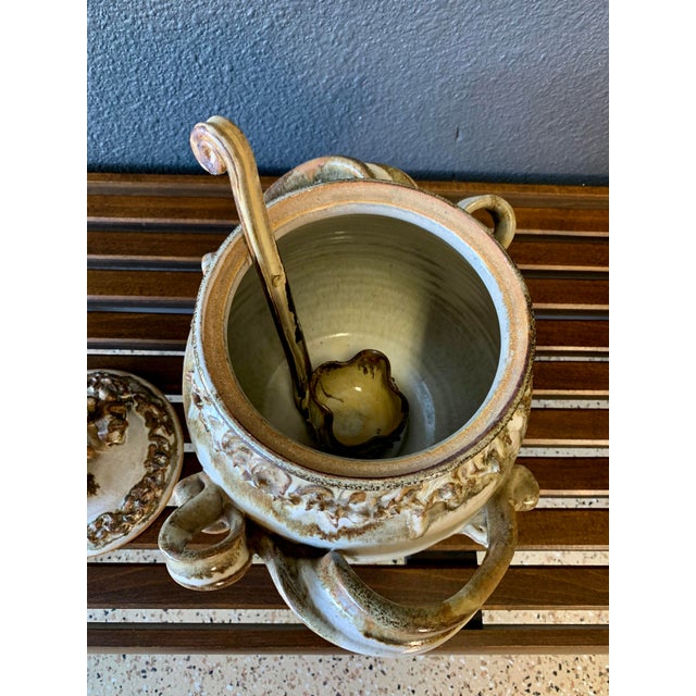 Gray Mid 20th Century Abstract Stoneware Tureen With Ladle For Sale - Image 8 of 13